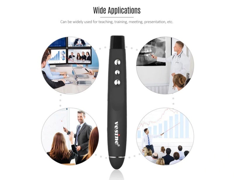 vesine VP101 2.4GHz Wireless Presenter Presentation Red Light Pointer Pen PPT Powerpoint Clicker USB Remote Control for Meeting Teaching Lecture - Image 4