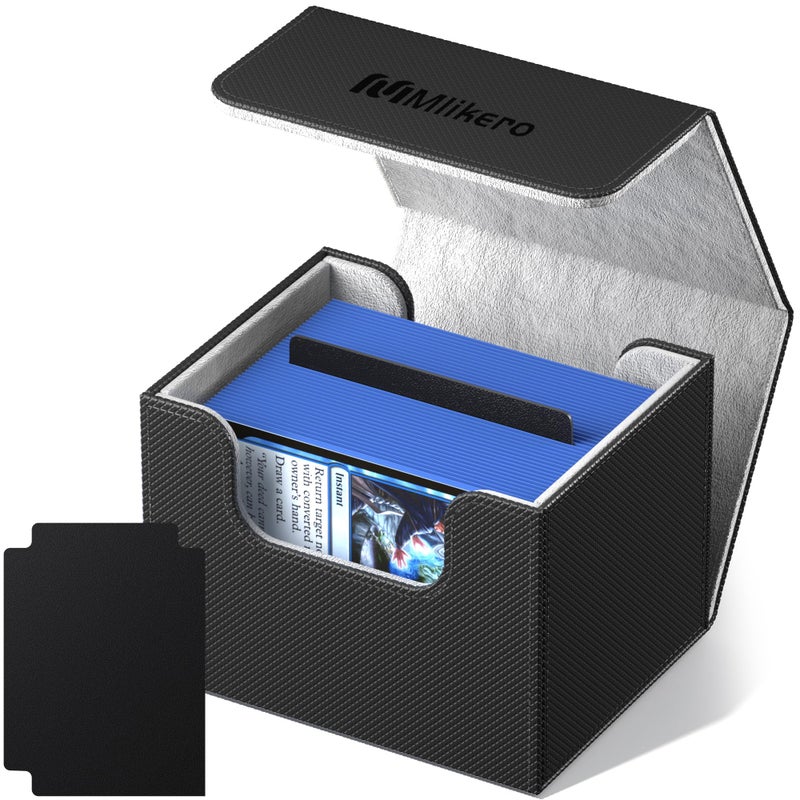 Mlikero Card Deck Box  Commander Deck Box Holds 100+ Double-Sleeved Cards With 4 Dividers  Leather Magnetic Closure Card Box Fit For Mtg  Tcg (Black) - Image 1