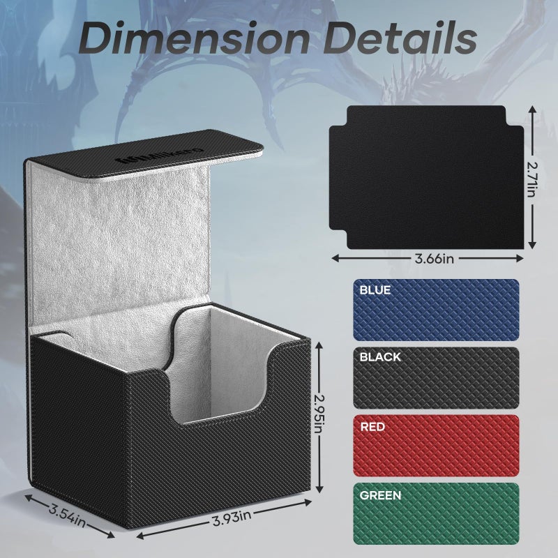 Mlikero Card Deck Box  Commander Deck Box Holds 100+ Double-Sleeved Cards With 4 Dividers  Leather Magnetic Closure Card Box Fit For Mtg  Tcg (Black) - Image 4