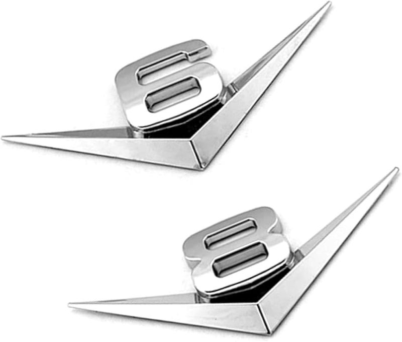 3D Metal Engine Style Car Emblem Stickers Silver Universal Exterior Decoration 2pcs Set - Image 1