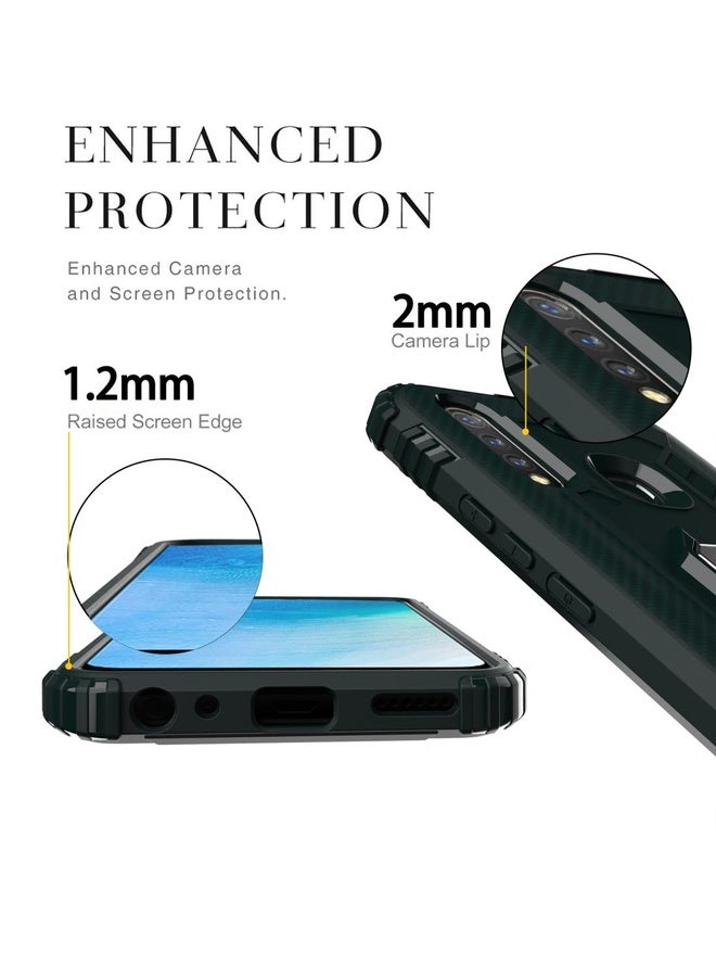 HuHa Case Cover For OPPO A8 & A31 Carbon Fiber Protective Case with 360 Degree Rotating Ring Holder(Green)  - Image 2