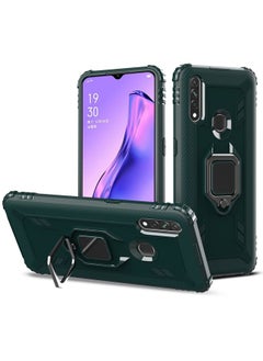 HuHa Case Cover For OPPO A8 & A31 Carbon Fiber Protective Case with 360 Degree Rotating Ring Holder Green 