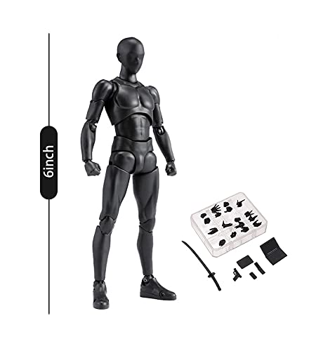 Haniforever Artists Manikin Art Mannequin Figures Supplies Drawing Tools,Small Drawing Figure Model for Sketching,Painting,Action Figure Set(Black,Male) - Image 2