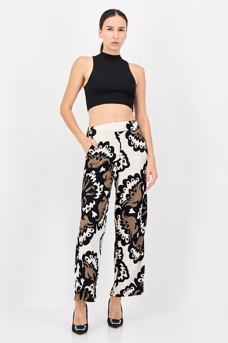 Olalook Women Regular Fit Allover Print Palazzo Pants, Multicolor - Image 4