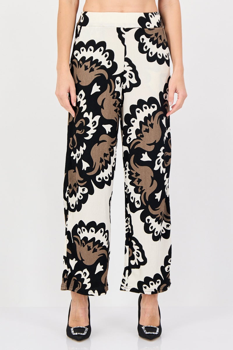 Olalook Women Regular Fit Allover Print Palazzo Pants, Multicolor - Image 1
