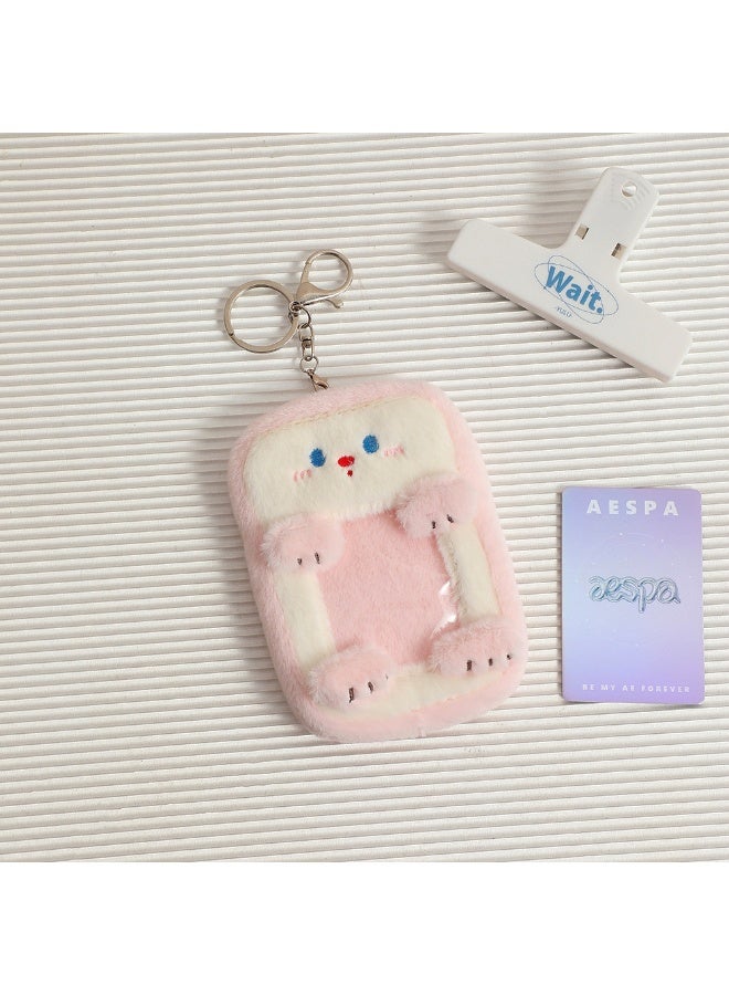 NIBEMINENT 1 - Piece Transparent Cartoon Plush Kpop Photo Card Holder Pendant Key Chain ID Badge Holder ID Card Holder Photo Card Protector for School ID Office ID Access Card for Women Girls - Image 1