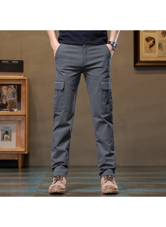 Fapai Autumn Winter Thick Men's Straight Leg Pants Daily Casual Pants Simple Comfortable Cargo Pants Men - Image 3