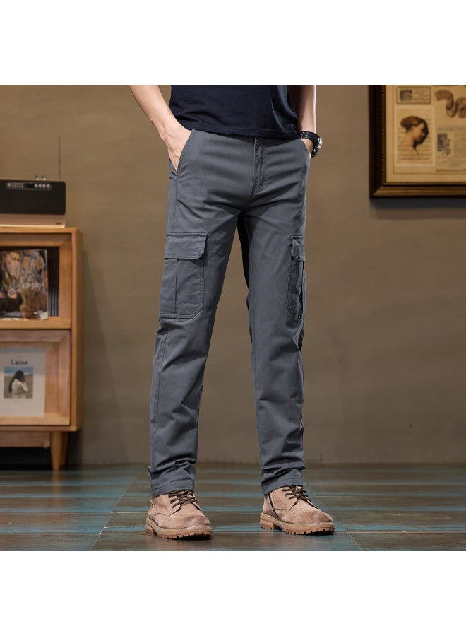Fapai Autumn Winter Thick Men's Straight Leg Pants Daily Casual Pants Simple Comfortable Cargo Pants Men - Image 4