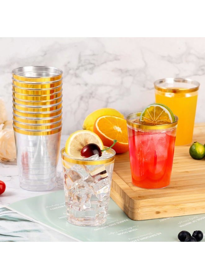 Goodluck 50PCS 10oz Gold Plastic Cups for Party, Disposable Gold Rim Cups, Plastic Cocktail Glasses for Wedding Thanksgiving, Christmas, and Parties - Image 5