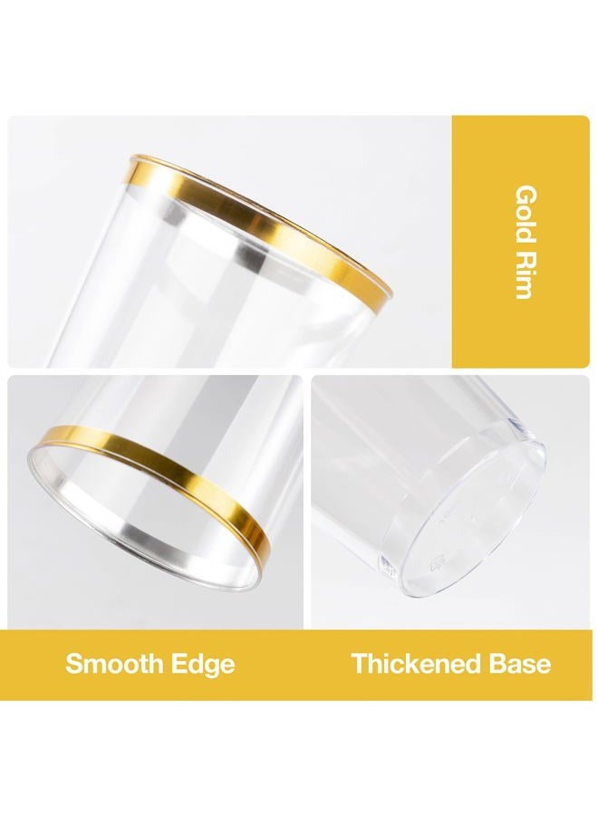 Goodluck 50PCS 10oz Gold Plastic Cups for Party, Disposable Gold Rim Cups, Plastic Cocktail Glasses for Wedding Thanksgiving, Christmas, and Parties - Image 3