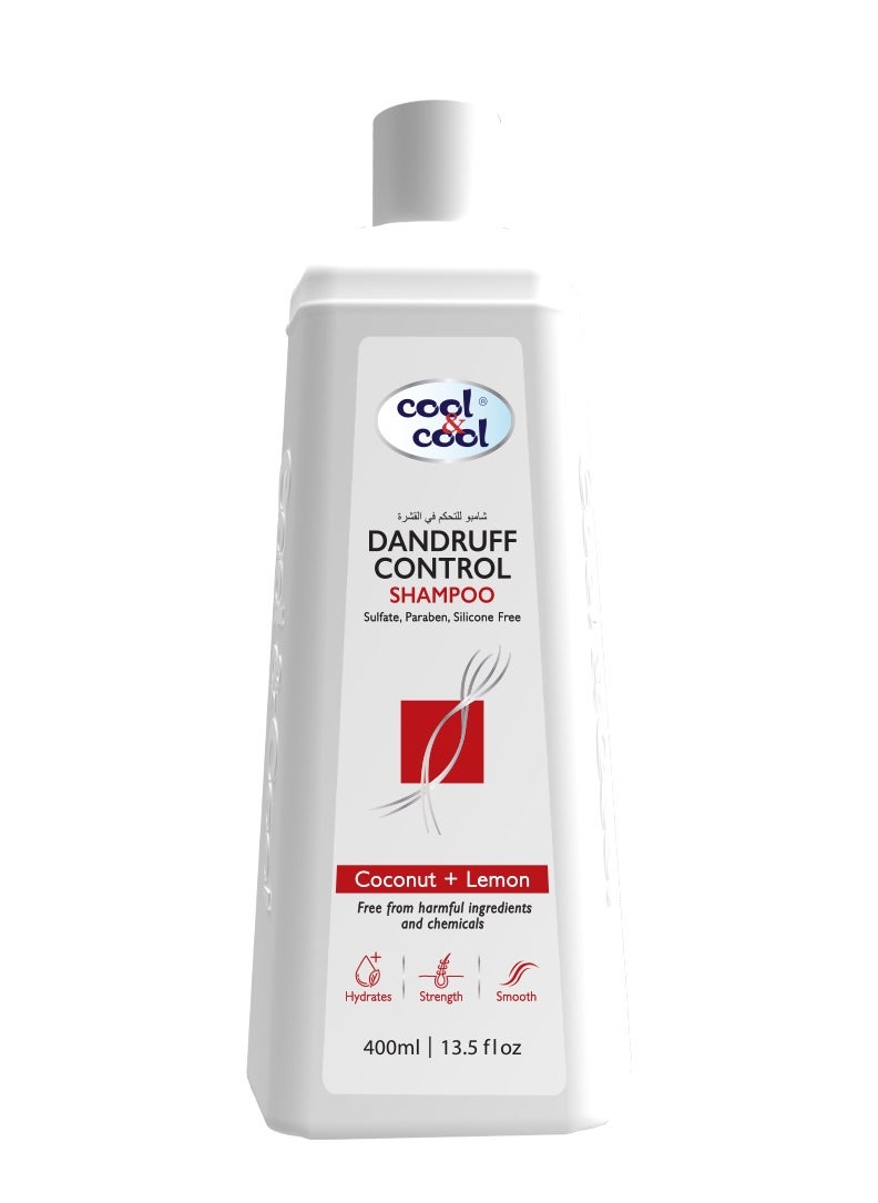 Cool & Cool - Cool & Cool Dandruff Control Shampoo 400ML - Sulfate, Paraben, Silicone Free, Coconut & Lemon, Hydrating, Strengthening, Smoothing - Image 1