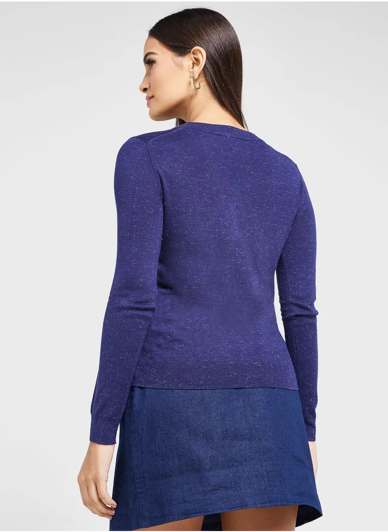 WHISTLES Crew Neck Shimmer Sweater