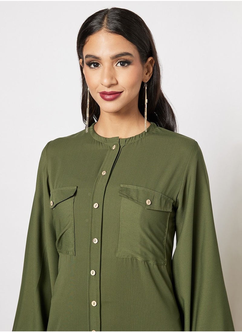 HANA & SARA - Button Detail Maxi Modest Dress - Image 1
