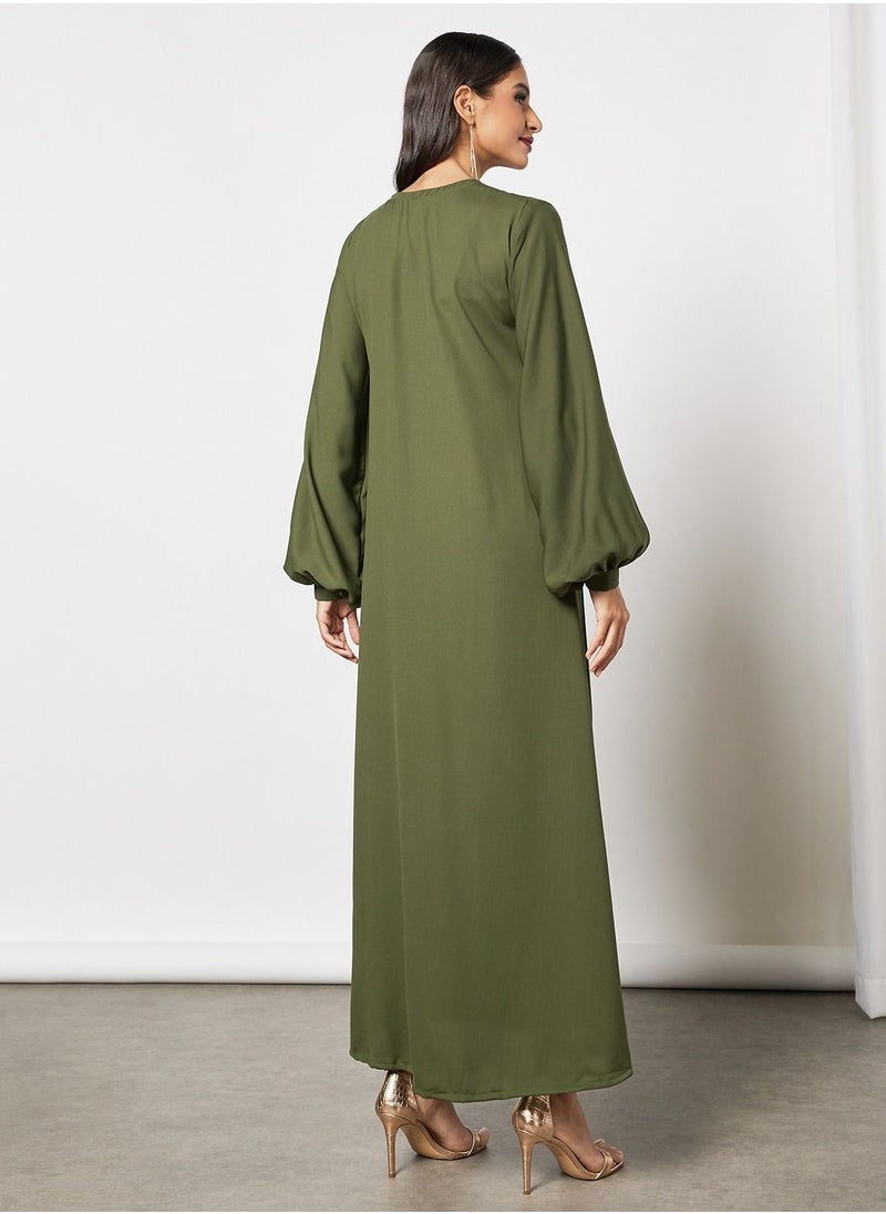 HANA & SARA - Button Detail Maxi Modest Dress - Image 1