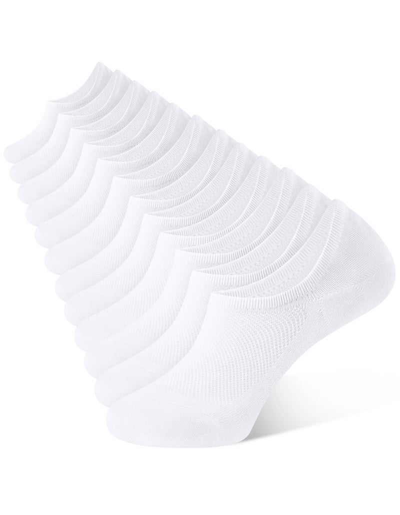 CLOSEMATE 6 Pairs Mens No Show Cotton Low Cut Ankle Casual Socks with Non Slip Grips(6White, Size M)