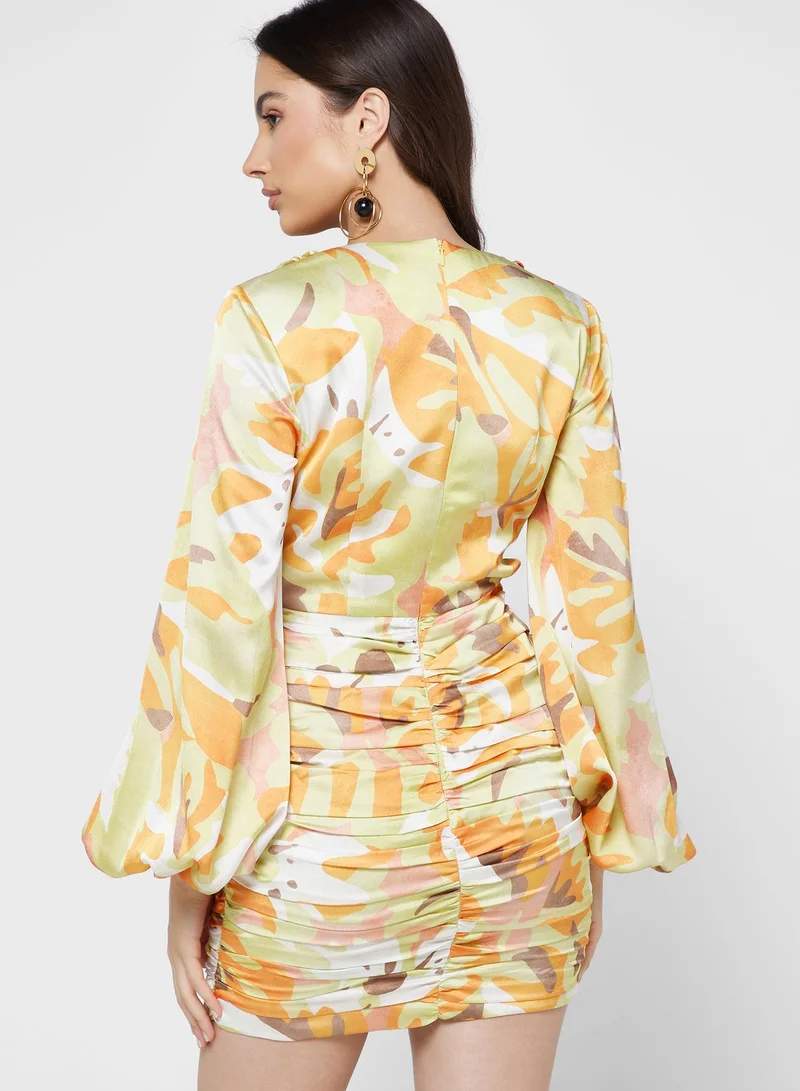Finders Keepers Balloon Sleeve Cut Out Detail Dress