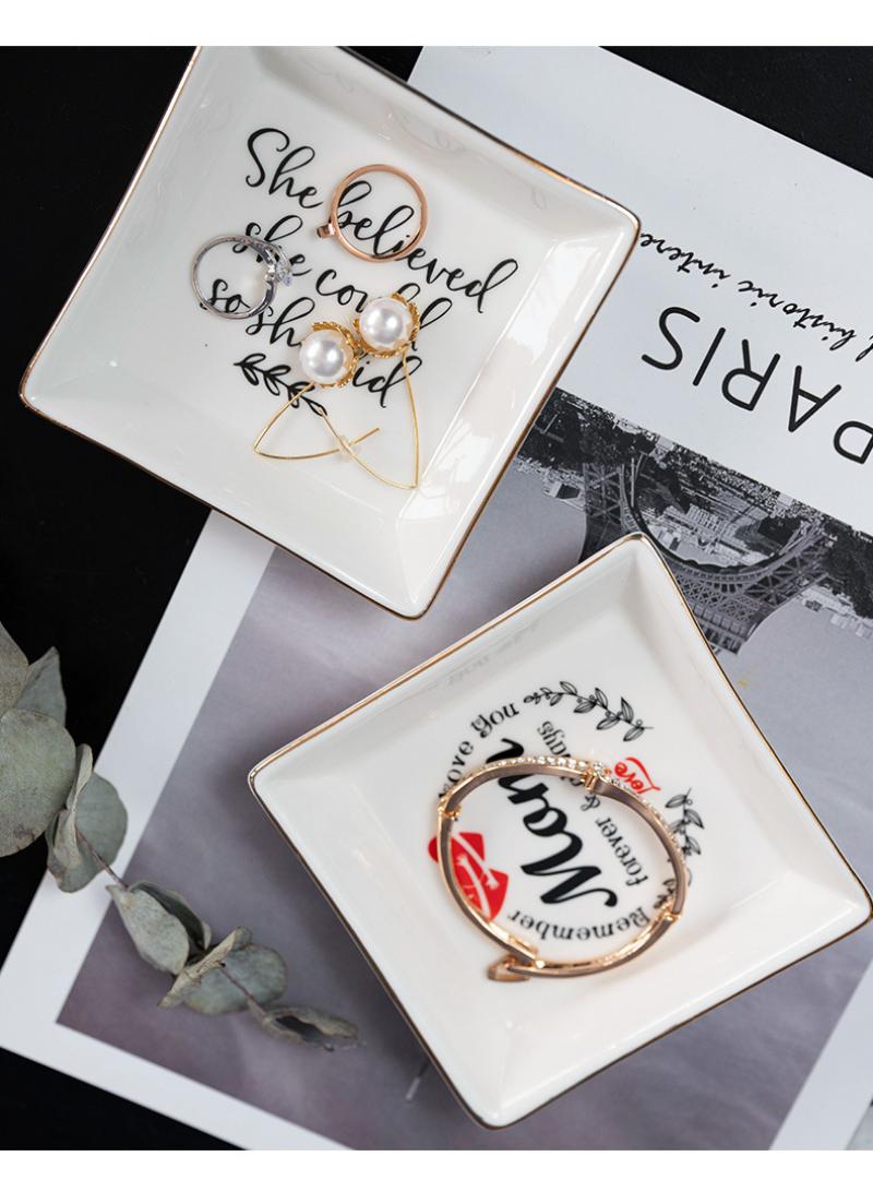 Y&D Ceramic Ornaments Jewelry Plate Ring Plate Jewelry Necklace Tray Decorative Plate-Mom  - Image 3