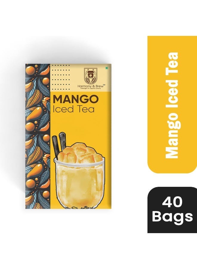Harmony & Brew شاي مثلج بالمانجو من هارموني آند برو، مزيج أعشاب، 40 كيس شاي هرمي، بدون سكر مضاف - Image 1