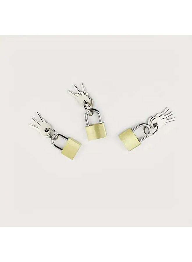 3pcs Mini Copper Padlocks With 9 Keys For Luggage Backpacks Lockers Jewelry Box - Image 1