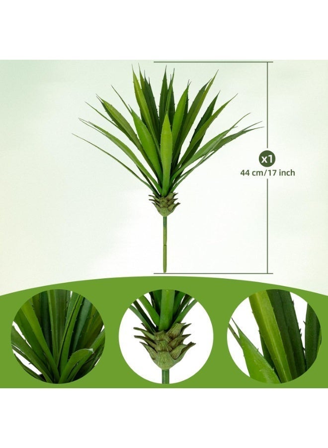 17 Inch Artificial Agave Plant Faux Succulent with Black Ceramic Vase, Green - Image 2
