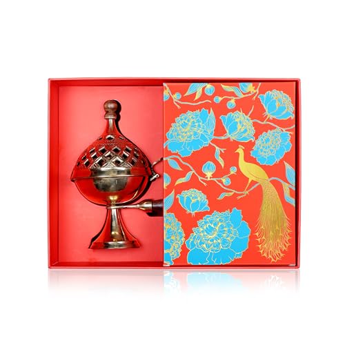 Cycle Pure Brass Sambrani Holder with 12 Dhoop Cups – Derived from Temple Flowers | Premium Dhuni Burner with Handle | Heritage Divine Shakti Collection for Diwali Puja & Festivals - Image 4