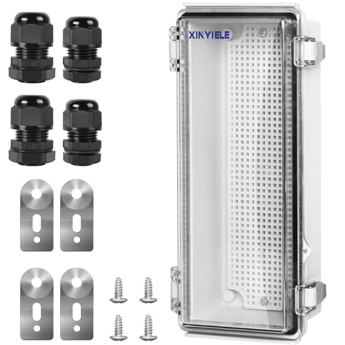XINYIELE Waterproof Outdoor Project ABS Plastic Junction Box IP67 Weatherproof Dustproof Enclosure with Hinged Cover Mounting PlateWall Brackets for Power Project Clear102x43x30 - Image 1