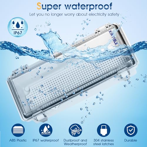 XINYIELE Waterproof Outdoor Project ABS Plastic Junction Box IP67 Weatherproof Dustproof Enclosure with Hinged Cover Mounting PlateWall Brackets for Power Project Clear102x43x30 - Image 3