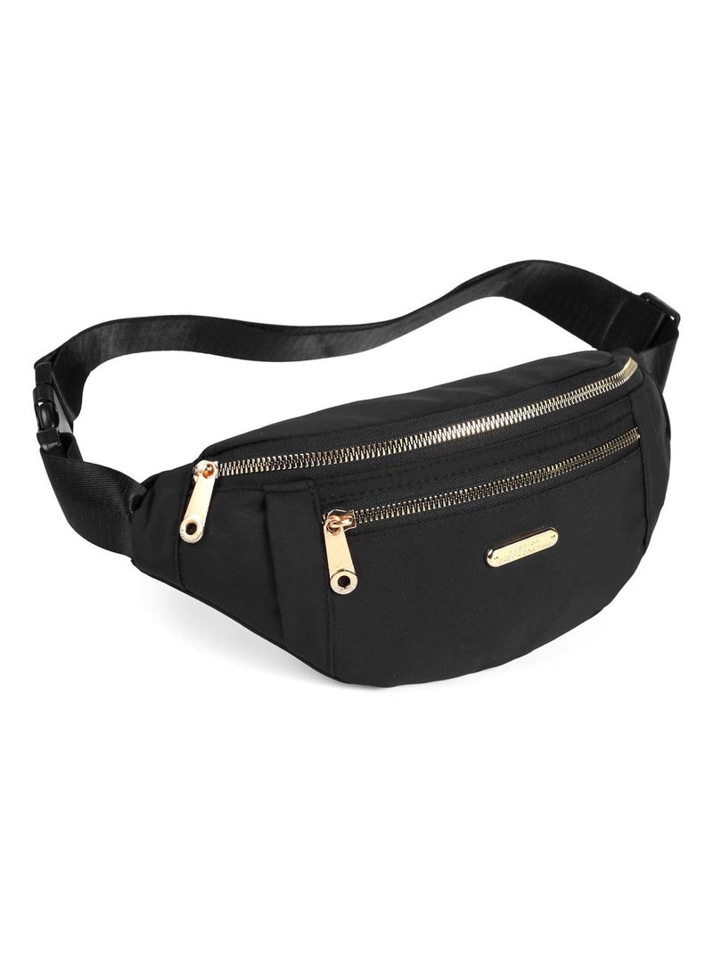 Generic Waist Pack for Men and Women Crossbody Waist Bag Pack Belt Bag Wallet for Travel Walking Running Hiking Cycling Outdoor Sports Easy Carry Any Phone Black - Image 1