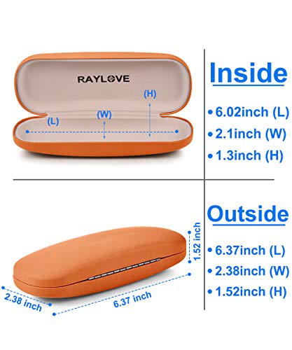 RayLove Unisex Hard Shell Eyeglasses Cases, Protective Case For Glasses(Orange) - Image 2