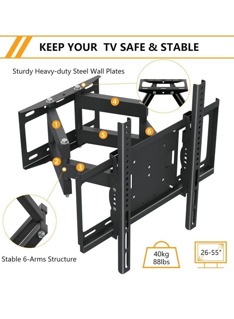 TV Stand/Television Stands for 26-75 Inch TV. Wall Mount TV Stand with Rugged Double Arm Bracket, Standard Load-bearing 26"-55", Maximum size 75 inch, Universal TV Stand Holds Up to 40kg. - Image 2