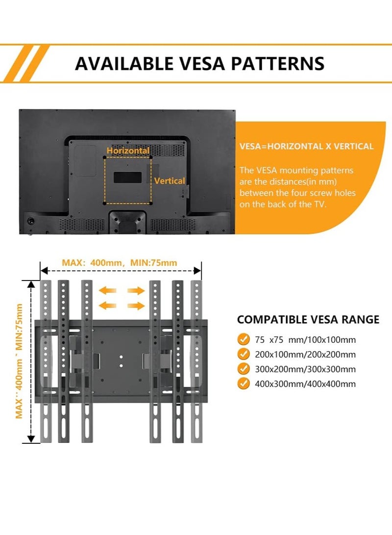 TV Stand/Television Stands for 26-75 Inch TV. Wall Mount TV Stand with Rugged Double Arm Bracket, Standard Load-bearing 26"-55", Maximum size 75 inch, Universal TV Stand Holds Up to 40kg. - Image 3