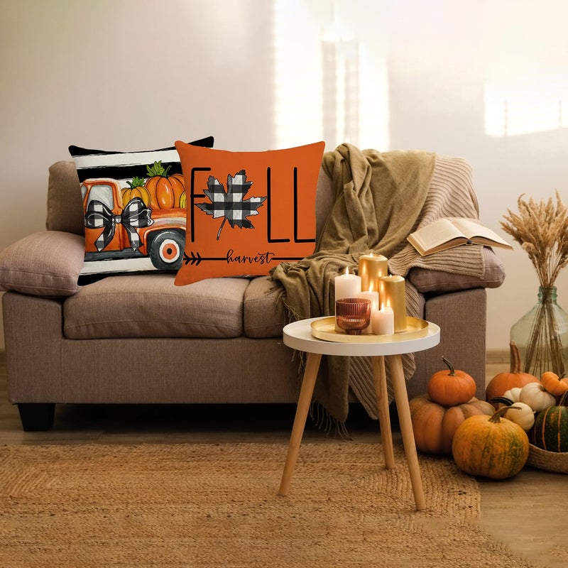 ONFAON Fall Decorations for Home  Fall Pillow Covers 18x18 Set of 4  Thanksgiving Decorations Autumn Cushion Case for Couch - Image 3