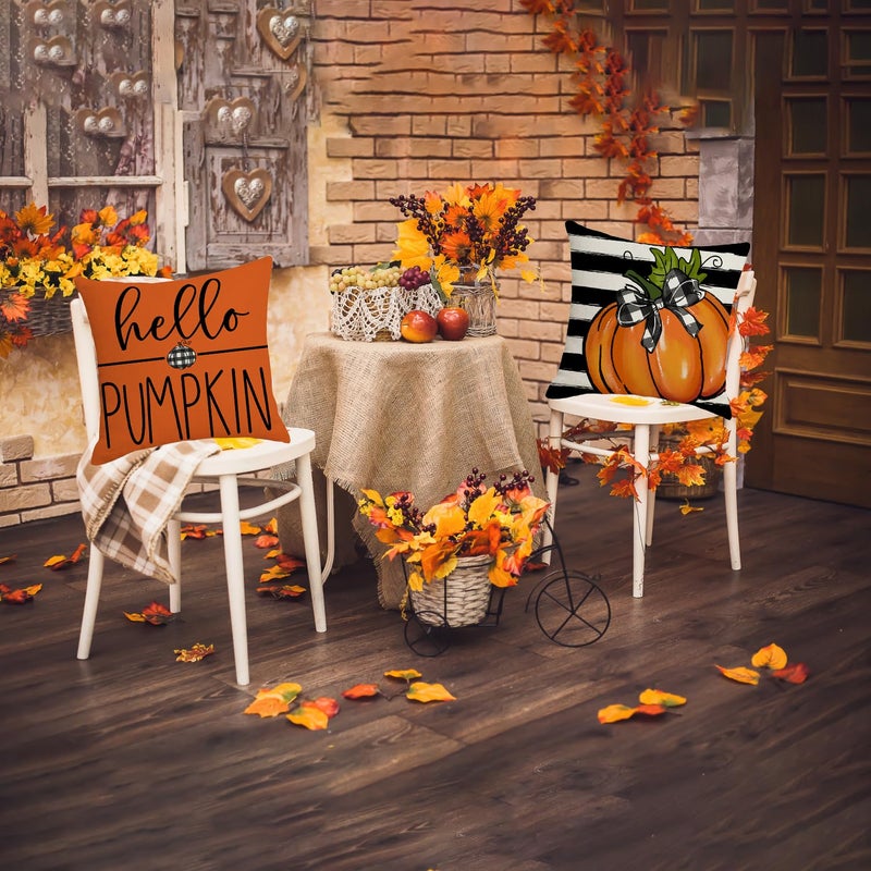 ONFAON Fall Decorations for Home  Fall Pillow Covers 18x18 Set of 4  Thanksgiving Decorations Autumn Cushion Case for Couch - Image 4