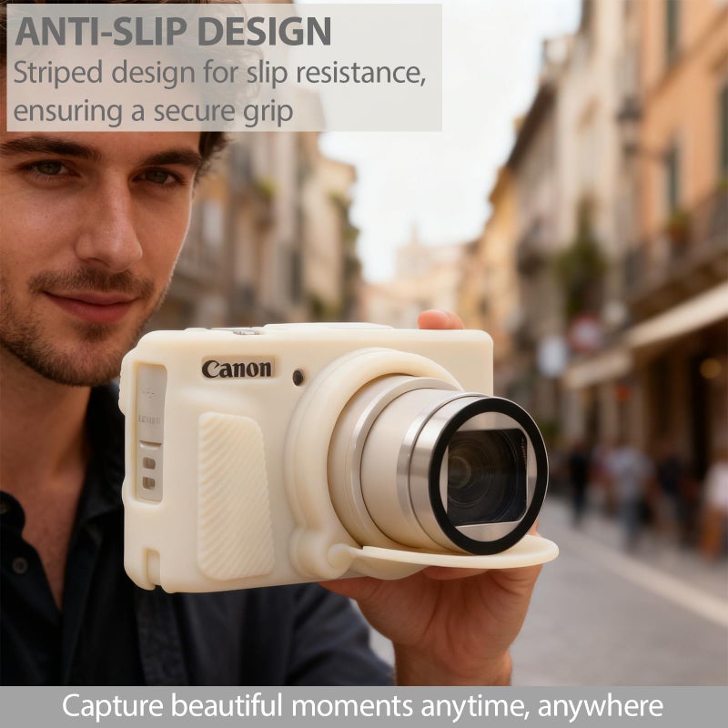 Frevyve Case for Canon PowerShot SX740 HS, SX730 HS Camera, Soft Silicone Protective Case, Slim Fit Sleeve with Removable Lens Cover and Screen Protector Accessories, Anti-Scratch (Beige) - Image 2
