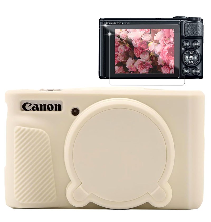 Frevyve Case for Canon PowerShot SX740 HS, SX730 HS Camera, Soft Silicone Protective Case, Slim Fit Sleeve with Removable Lens Cover and Screen Protector Accessories, Anti-Scratch (Beige) - Image 1
