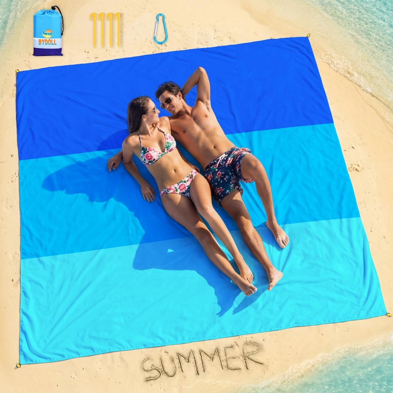 BYDOLL Beach Blanket Waterproof Sandproof 78''Ã—81'' 1-5 Adults Oversized Lightweight Large Picnic Mat Waterproof Sandproof Blanket for Beach Camping Hiking Travel - Image 1