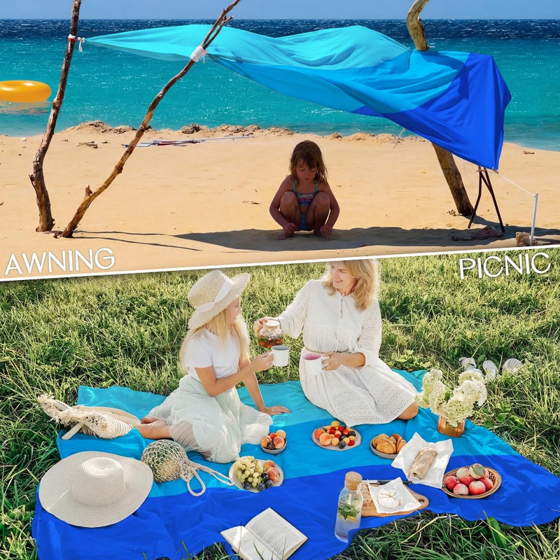 BYDOLL Beach Blanket Waterproof Sandproof 78''Ã—81'' 1-5 Adults Oversized Lightweight Large Picnic Mat Waterproof Sandproof Blanket for Beach Camping Hiking Travel - Image 3