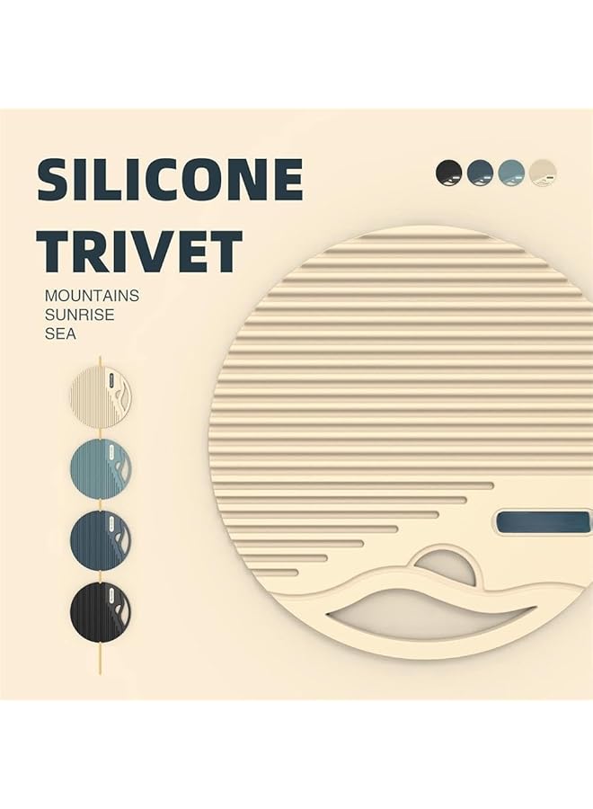 كاست ويف سجادات ثلاثية من السيليكون، قطعتان دائريتان غير لاصقة ومقاومة للحرارة، وسادات ساخنة لأسطح المطبخ المصنوعة من الكوارتز، وحاملات أواني متعددة الأغراض غير قابلة للانزلاق، وحاملات أواني للأطباق الساخنة، وقواعد الطاولة - Image 3