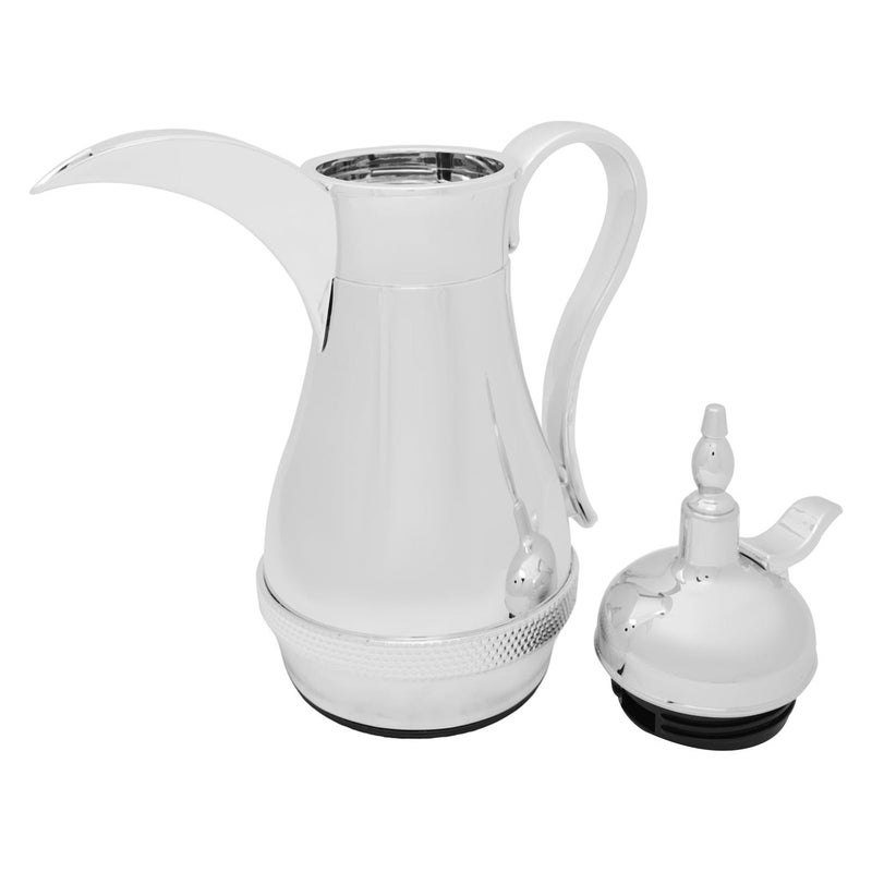Soleter Vacuum Flask 0.7 Liter Chrome – Double-Walled Insulated Dallah-Style Flask with Carry Ring, Wide Mouth & Leak-Proof Cap - Image 2