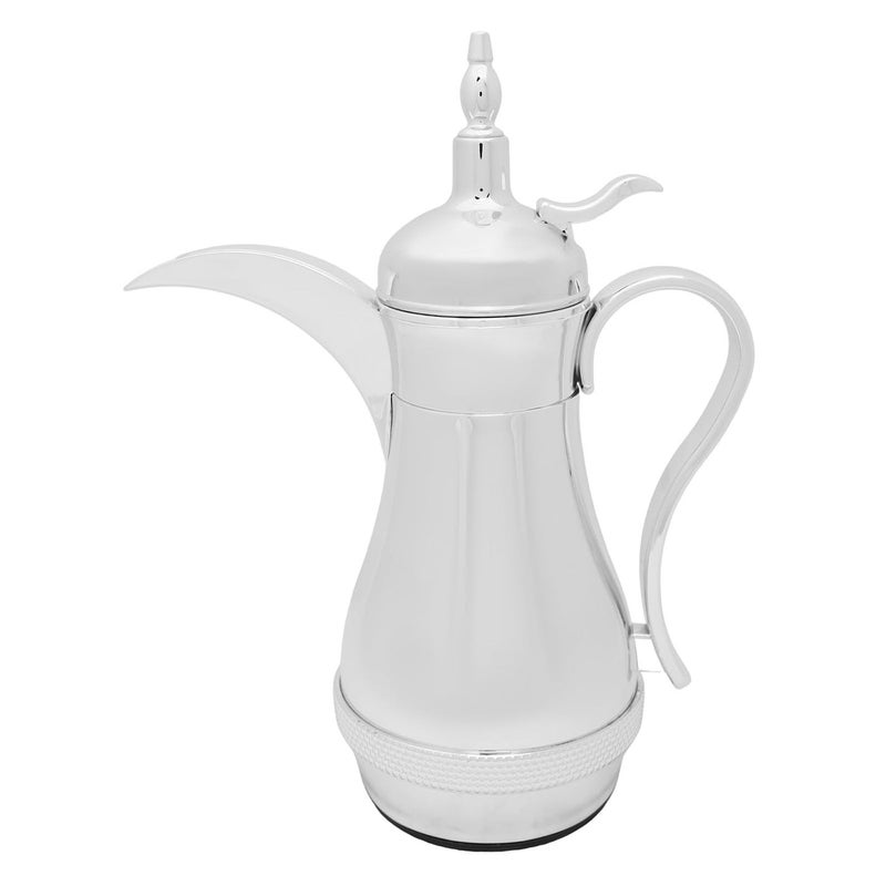 Soleter Vacuum Flask 0.7 Liter Chrome – Double-Walled Insulated Dallah-Style Flask with Carry Ring, Wide Mouth & Leak-Proof Cap - Image 1