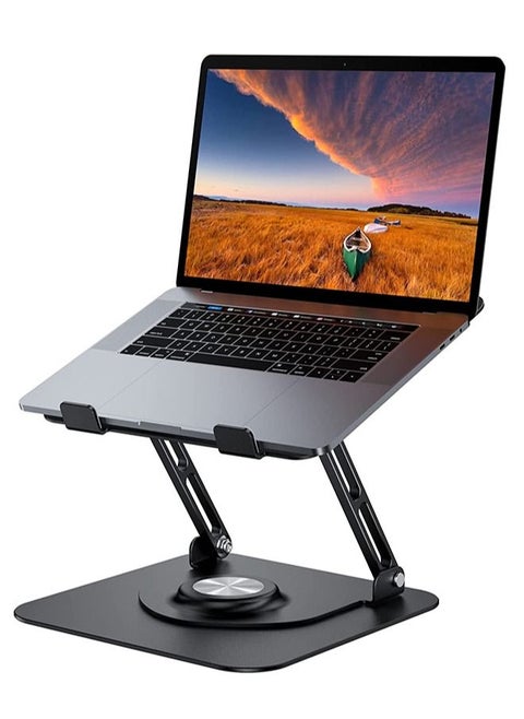 Laptop Stand for Desk, Adjustable Computer Stand with 360° Rotating Base, Ergonomic Laptop Riser for Collaborative Work, Foldable & Portable Laptop Stand, fits for All 10-16" Laptops