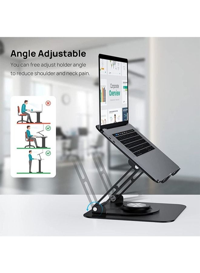 Zeemey - Laptop Stand for Desk, Adjustable Computer Stand with 360° Rotating Base, Ergonomic Laptop Riser for Collaborative Work, Foldable & Portable Laptop Stand, fits for All 10-16" Laptops - Image 1