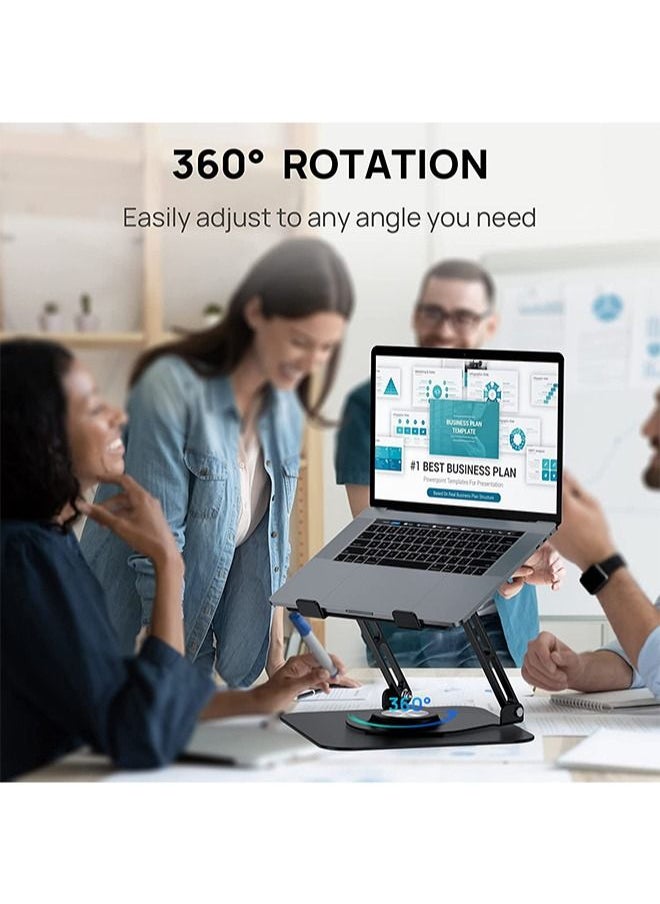 Zeemey - Laptop Stand for Desk, Adjustable Computer Stand with 360° Rotating Base, Ergonomic Laptop Riser for Collaborative Work, Foldable & Portable Laptop Stand, fits for All 10-16" Laptops - Image 1