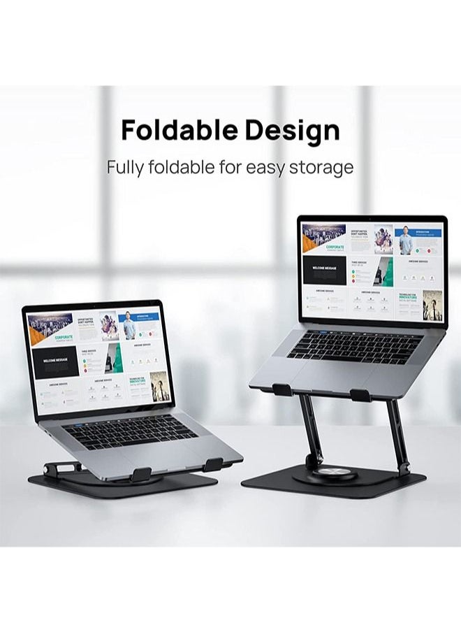 Zeemey - Laptop Stand for Desk, Adjustable Computer Stand with 360° Rotating Base, Ergonomic Laptop Riser for Collaborative Work, Foldable & Portable Laptop Stand, fits for All 10-16" Laptops - Image 1
