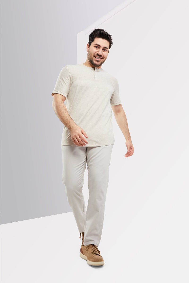 Kenneth Cole Men Crew Neck Short Sleeve Textured T-Shirt, Beige - Image 3