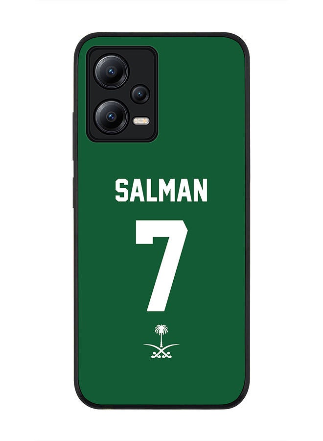 Stylizedd Rugged Black edge case for Poco X5 / Redmi Note 12 5G Slim fit Soft Case Flexible Rubber Edges Anti Drop TPU Gel Thin Cover-Saudi Arabia Player Name - Salman - Image 1