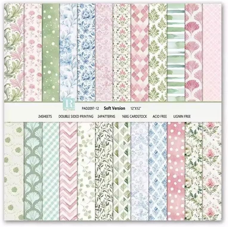 iKammo Merry Christmas Scrapbook Paper 1212 Vintage Boho Patterned Craft Paper Pad24 Sheets DoubleSided Bobo Floral Scrapbooking CardStock Papers Pad for Holiday Cardmaking DIY Origami Papers - Image 1