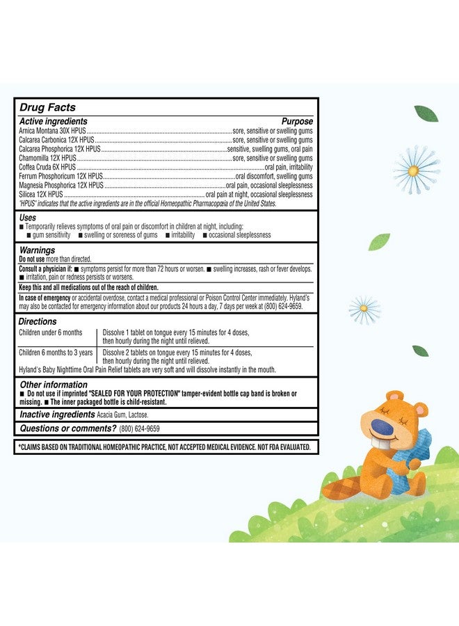 Hyland's Baby Nighttime Soothing Tablets with Chamomilla, Natural Relief of Oral Discomfort, Irritability, and Swelling, 125 Count - Image 2