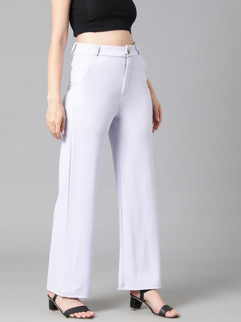 KOTTY Women's High Rise Cotton Blend Relaxed Fit Trousers(Purple,32) - Image 2