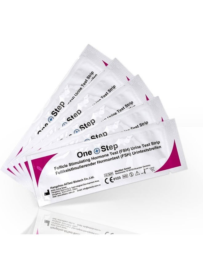 One Step One Step Female Fertility Test Strips, 5 Test Pack, Peri Menopausal, Menopause Testing Kit, Home Urine FSH Test  - Image 1